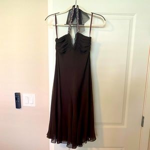 BCBG Maxazaria Brown Halter Cocktail Dress